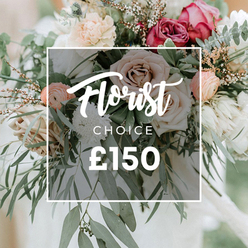 There's something undeniably enchanting about this bouquet, a visual poem crafted with an expert eye that only a Brent Cross florist would summon. Creamy roses and lush garden blooms nestle together in a harmonious embrace, punctuated by soft coral and blush ranunculus. Amidst the full, round blossoms, wisps of greenery spill gracefully, adding layers of texture and gentle movement. The palette remains beautifully restrained-a sophisticated blend of blush-pink hues, ivory and dusty peach, with touches of deeper dusty rose or burgundy for depth. Large garden roses in varying pinks and creams sit alongside ruffled ranunculus and perhaps a few textural accents like white waxflower or spray roses. The bouquet is interwoven with dusty-green eucalyptus leaves and long, silvery-green foliage, creating a natural, slightly wild, contemporary bohemian vibe that speaks to modern weddings and thoughtful gifts. Light pours through, catching the petals' silk-like surface and lending a soft glow to every petal edge. The arrangement appears as if freshly gathered from a hedgerow, yet the craftsmanship of the hand-tied stemwork shows deliberate balance and flow, inviting the eye to roam from bloom to leaf to delicate filler. Centered over the bouquet, a white square overlay bears Florist Choice, with Florist in a flowing script and CHOICE in uppercase beneath, and the price £150 in bold beneath. The image suggests a bespoke design you can order for delivery across Brent Cross, Cricklewood, Golders Green, or nearby Harrow Road, bringing a touch of luxury to anniversaries, birthdays, or intimate celebrations in north-west London.