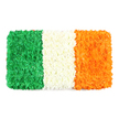 This rectangular floral tribute reimagines the Irish flag through three bands of petals, planted against a pure white background. The left stripe is emerald green, the middle white, and the right orange, each built from countless tiny blossoms-the greens like a soft carpet of chrysanthemums, the whites a cloud of petals, and the oranges a warm field of marigolds. The petals are densely packed to create a three-dimensional texture, with a slightly uneven surface that reveals the hand of the maker. The overall rectangle mirrors the flag's formal proportions, while the organic texture adds warmth and life. The piece carries the symbolism of national identity, peace, and shared heritage, and it lends itself to articles about Irish culture, holidays, or memory rituals. Crafted by a Brent Cross florist for the Brent Cross community and nearby areas, it can be delivered across NW London for occasions such as Saint Patrick's Day, cultural celebrations, or solemn remembrance, inviting viewers to pause and feel the colour, scent, and craft of living flowers. The arrangement arrives with a gentle fragrance and a soft, springlike textural presence, perfect for a thoughtful tribute in homes, offices, or community venues across Brent Cross and surrounding neighbourhoods.